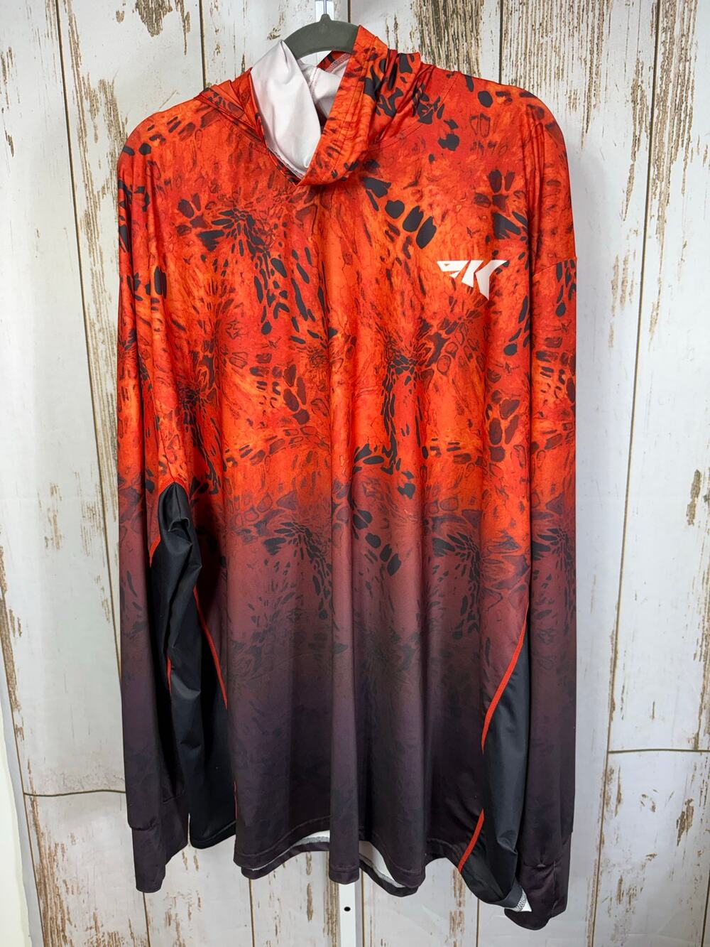 KastKing, Hooded Long Sleeve Fishing Tee with Built in Neck Gaiter. Size 5XL